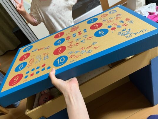 段ボールの組み立て式キッズデスクトーレーショップの段ボール
