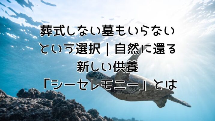 葬式しない墓もいらないという選択｜自然に還る新しい供養「シーセレモニー」とは